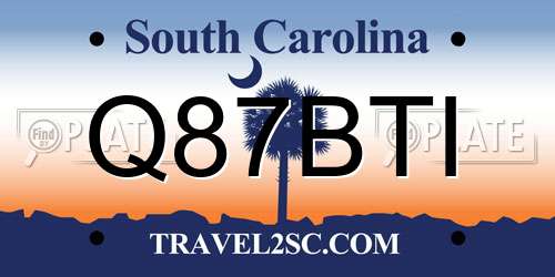 Q87BTI South Carolina License Plate