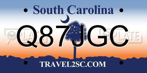 Q87JGC South Carolina License Plate