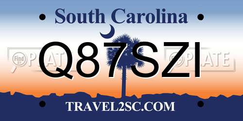 Q87SZI South Carolina License Plate