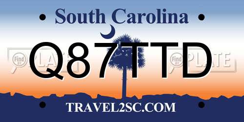 Q87TTD South Carolina License Plate