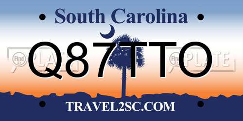 Q87TTO South Carolina License Plate