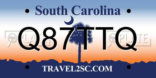 Q87TTQ South Carolina License Plate