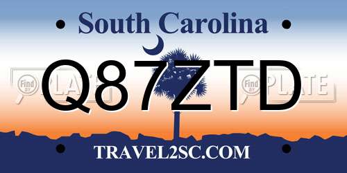 Q87ZTD South Carolina License Plate