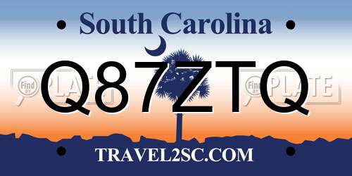 Q87ZTQ South Carolina License Plate