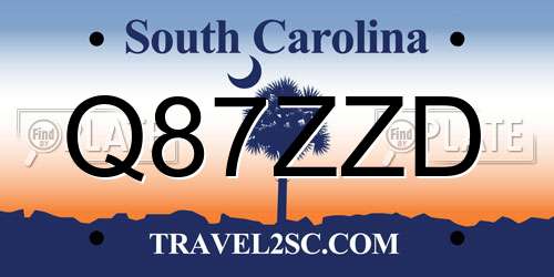 Q87ZZD South Carolina License Plate