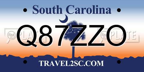 Q87ZZO South Carolina License Plate