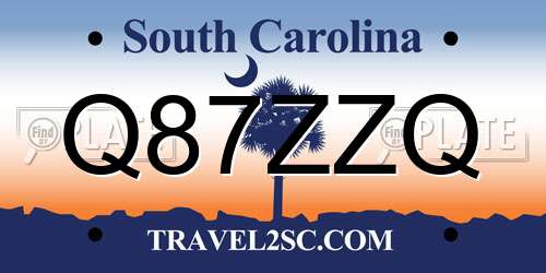 Q87ZZQ South Carolina License Plate