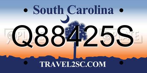 Q88425S South Carolina License Plate