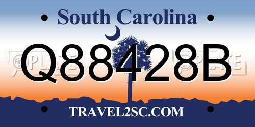 Q88428B South Carolina License Plate
