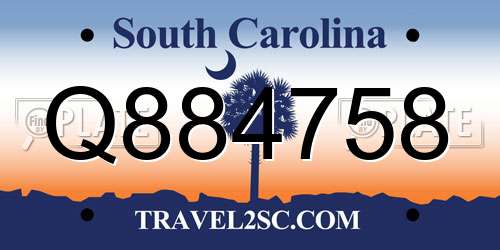 Q884758 South Carolina License Plate