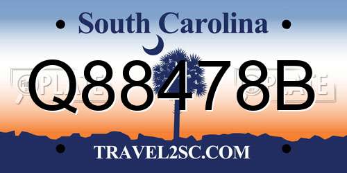 Q88478B South Carolina License Plate