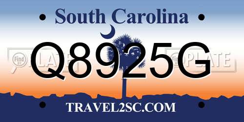 Q8925G South Carolina License Plate