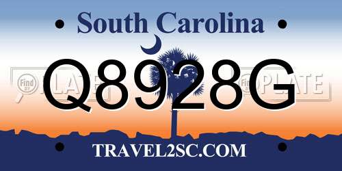 Q8928G South Carolina License Plate