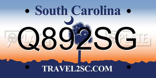 Q892SG South Carolina License Plate