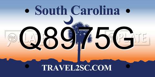 Q8975G South Carolina License Plate