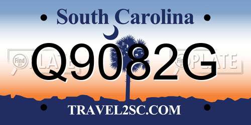 Q9082G South Carolina License Plate