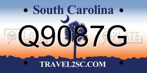 Q9087G South Carolina License Plate