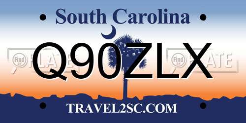 Q90ZLX South Carolina License Plate