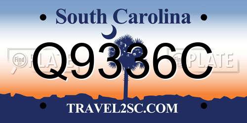 Q9336C South Carolina License Plate