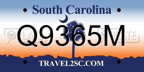 Q9365M South Carolina License Plate