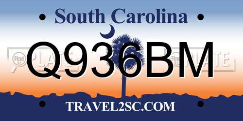 Q936BM South Carolina License Plate