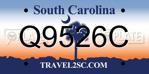 Q9526C South Carolina License Plate