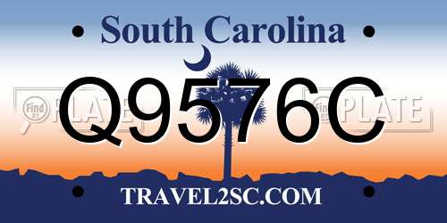 Q9576C South Carolina License Plate