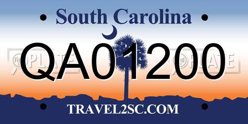 QA01200 South Carolina License Plate