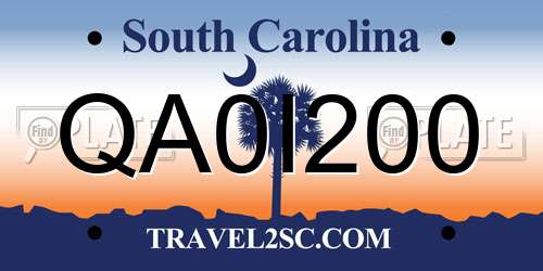 QA0I200 South Carolina License Plate