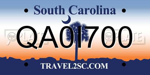 QA0I700 South Carolina License Plate