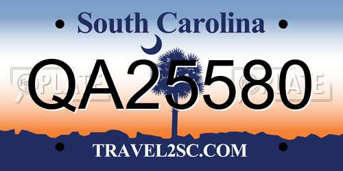 QA25580 South Carolina License Plate