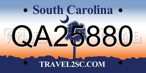 QA25880 South Carolina License Plate