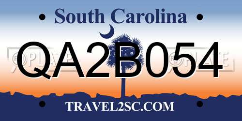 QA2B054 South Carolina License Plate