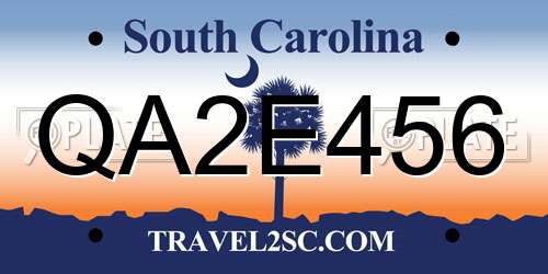 QA2E456 South Carolina License Plate