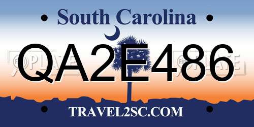 QA2E486 South Carolina License Plate