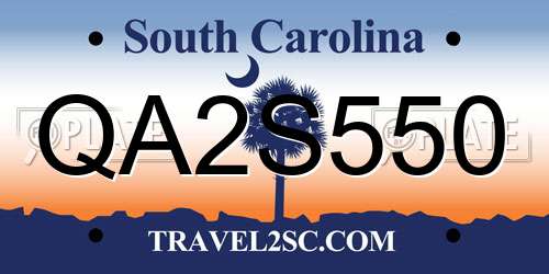 QA2S550 South Carolina License Plate