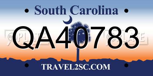QA40783 South Carolina License Plate