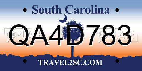 QA4D783 South Carolina License Plate