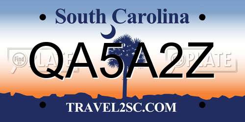 QA5A2Z South Carolina License Plate