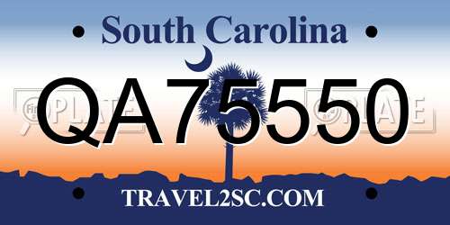 QA75550 South Carolina License Plate