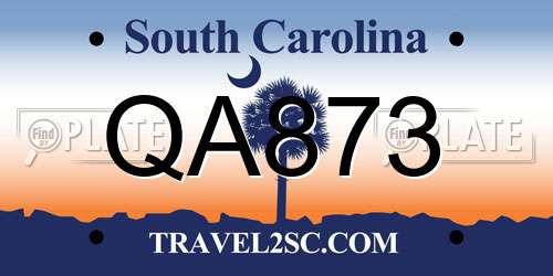 QA873 South Carolina License Plate