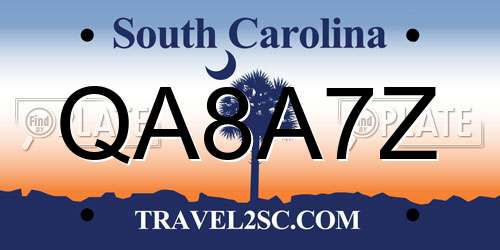 QA8A7Z South Carolina License Plate