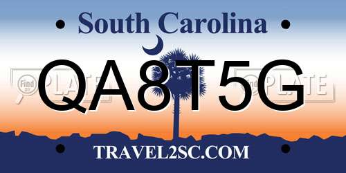 QA8T5G South Carolina License Plate