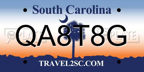 QA8T8G South Carolina License Plate
