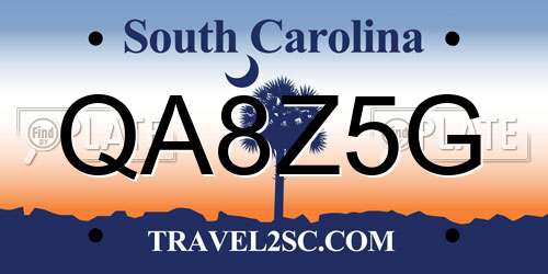 QA8Z5G South Carolina License Plate