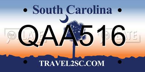 QAA516 South Carolina License Plate