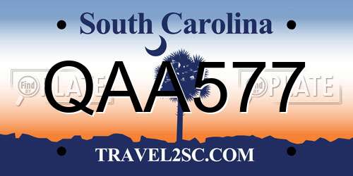 QAA577 South Carolina License Plate