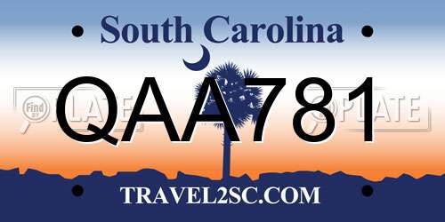 QAA781 South Carolina License Plate