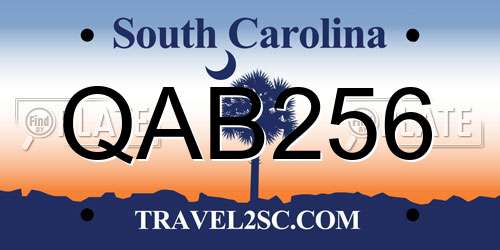 QAB256 South Carolina License Plate