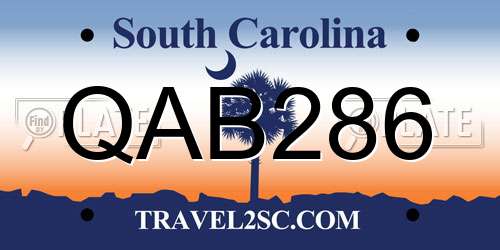 QAB286 South Carolina License Plate